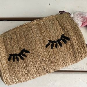 Shiraleah Jute Clutch Bag with Eyelash Print